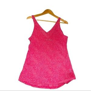 PrAna High Low Pink Sheer Barbiecore Tank Size Small